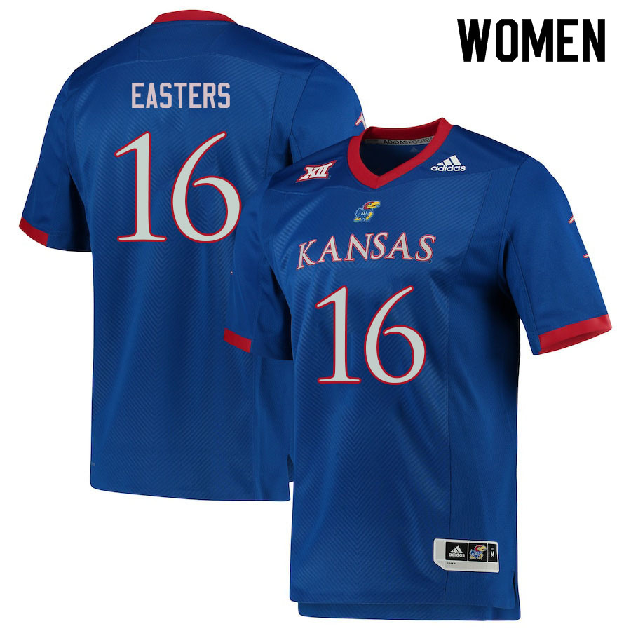 Women #16 Ben Easters Kansas Jayhawks College Football Jerseys Sale-Royal - Click Image to Close